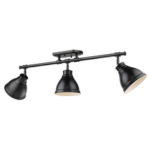  3602-3SF BLK-BLK - Duncan 3 Light Semi-Flush - Track Light in Matte Black with a Matte Black Shades